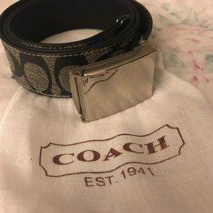 Coach Signature Heritage Canvas Belt Gray